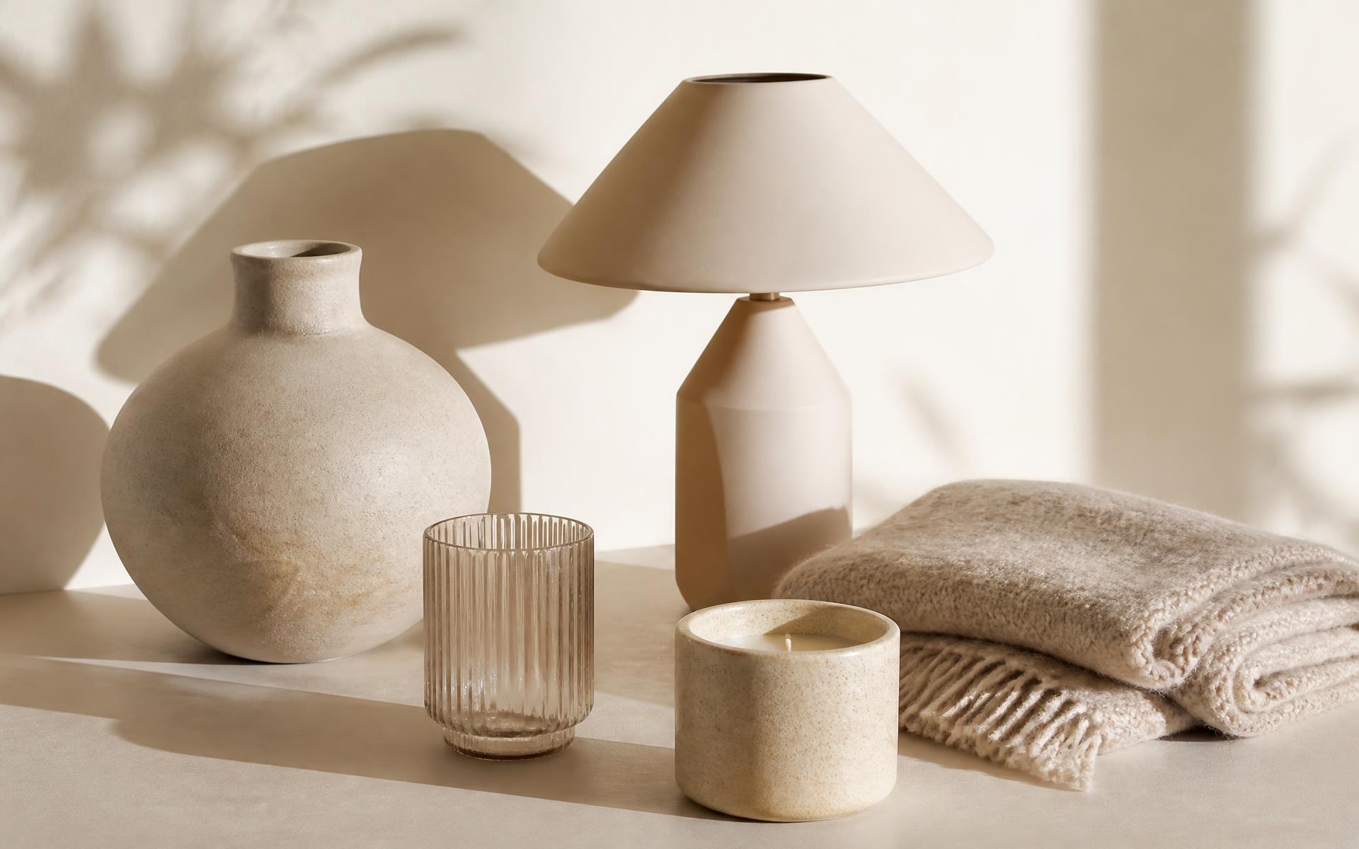 Morrow Goods homeware store homepage with an editorial arrangement of ceramics, textiles and glassware on a warm neutral background